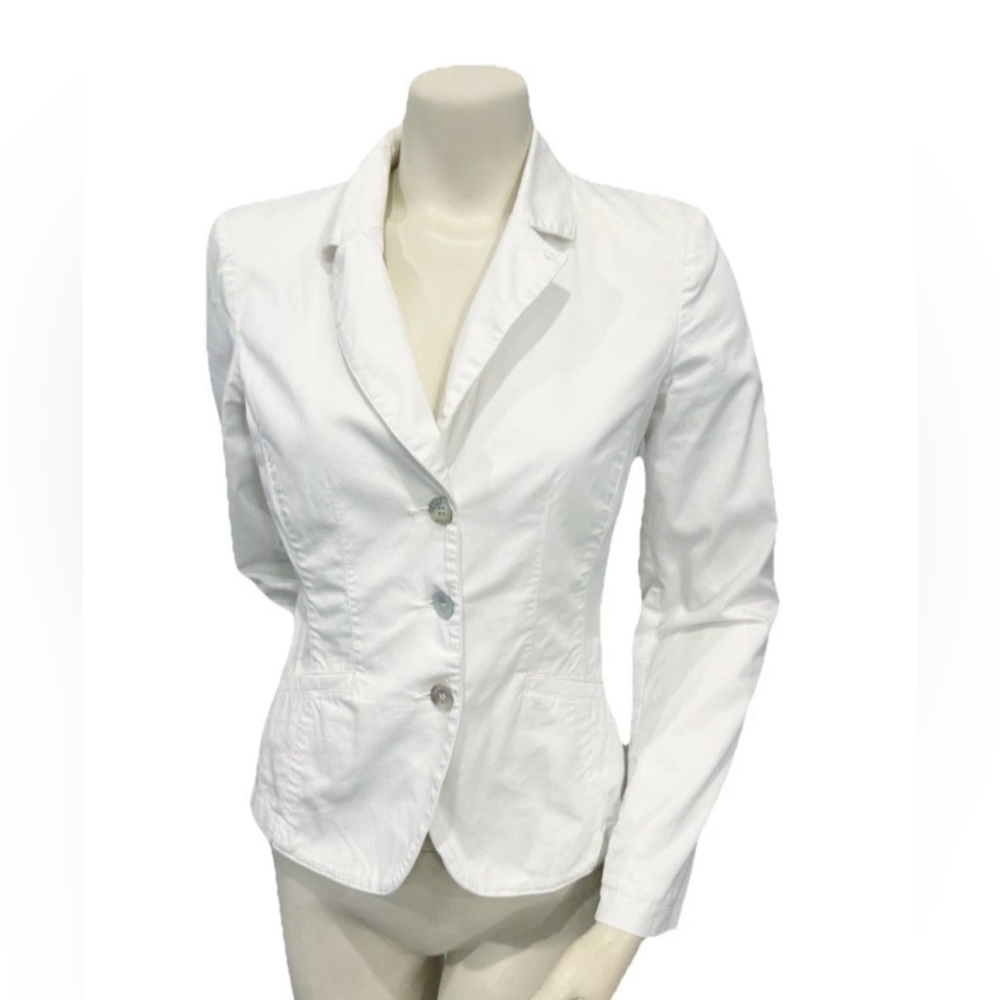 Armani Jeans White Tailored Fitted Blazer EU 40 US 4 Quiet Luxury Classic